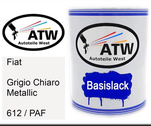 Fiat, Grigio Chiaro Metallic, 612 / PAF: 1L Lackdose, von ATW Autoteile West.